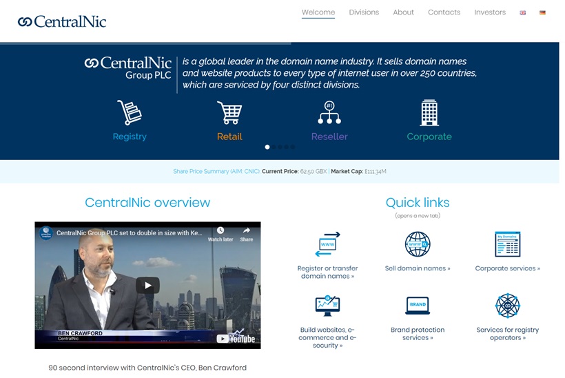Domain and Hosting Services Provider CentralNic to Acquire Domain Provider ideegeo