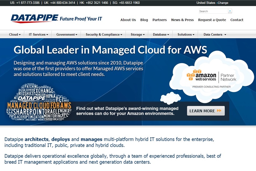 Managed Hosting and Cloud Solutions Provider Datapipe Announces Managed Cloud Services for AWS