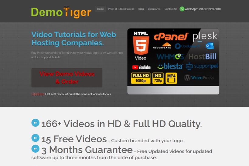 DemoTiger released Video tutorials on Plesk