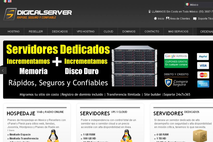 Web Host, Domain Registrar and Cloud Server Provider DigitalServer Offers Mexico-based Services