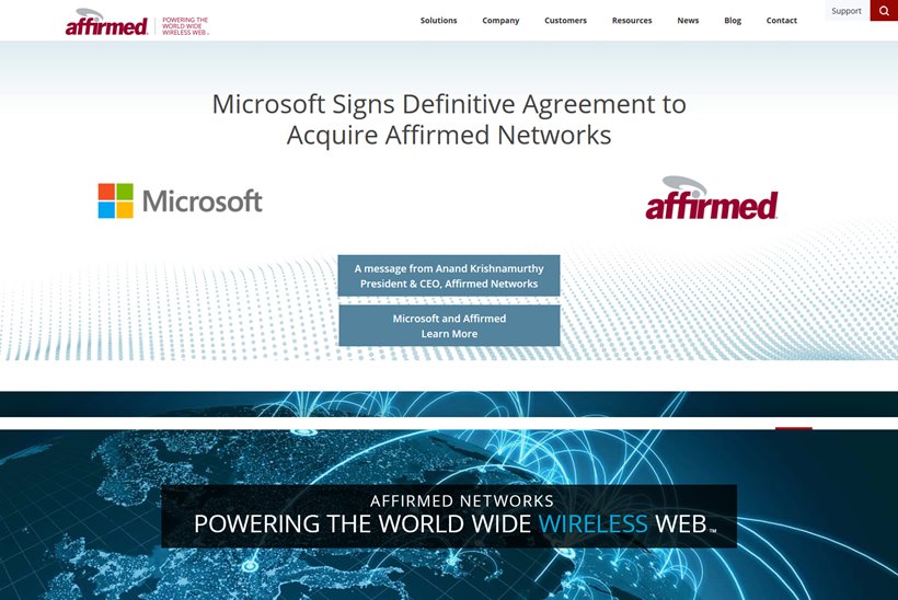 Cloud Giant Microsoft Acquires Affirmed Networks