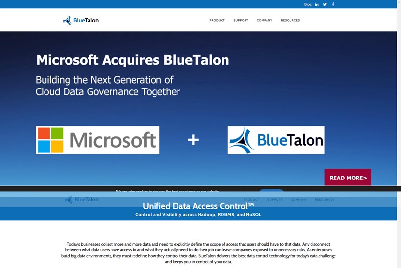 Cloud Giant Microsoft Acquires Unified Data Access Control Solutions Provider BlueTalon