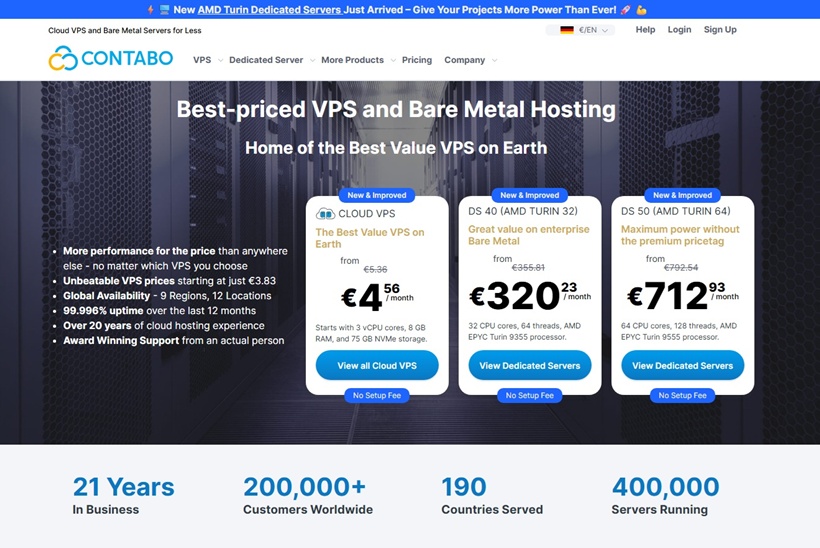 Contabo Unveils New Dedicated Servers Powered by AMD EPYC Turin CPUs
