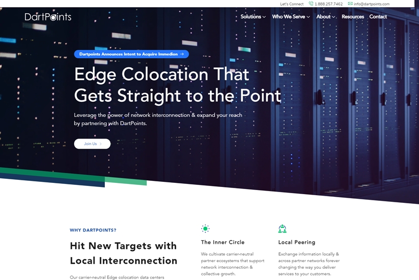 Edge Colocation Provider DartPoints to Acquire Colocation and Cloud Provider Immedion