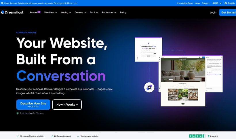 DreamHost Introduces Remixer, a Conversational AI Website Builder