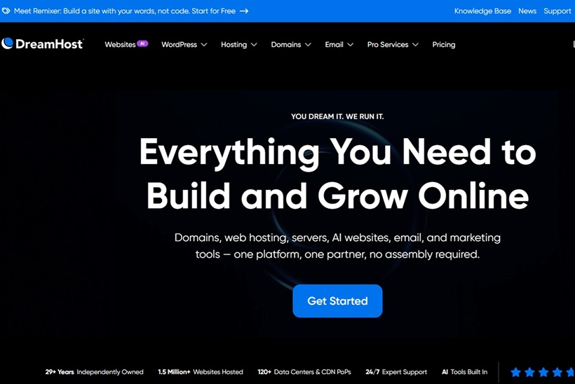 DreamHost Launches Industry-Leading 30-Day Free Trial for AI Website Builder Remixer