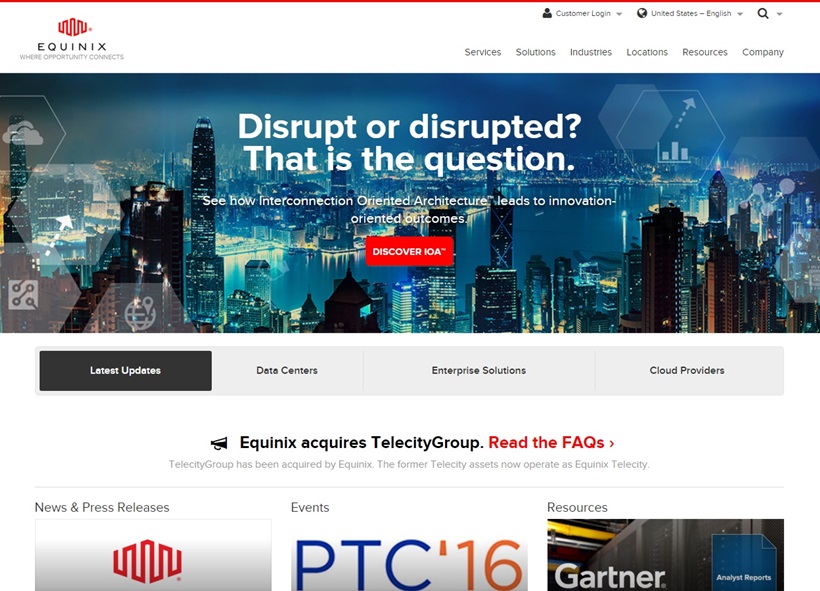 Data Center Company Equinix Completes Acquisition of Telecity Group