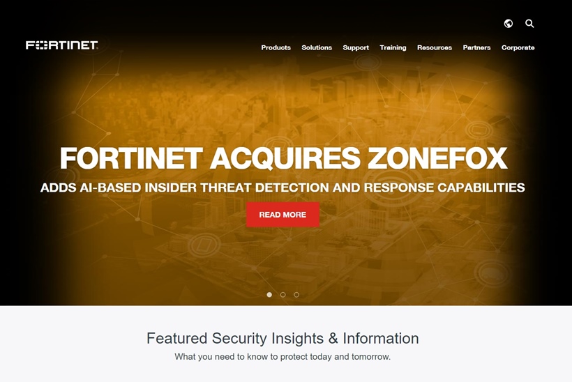 Internet Protection Company Fortinet Acquires Cloud Threat Analytics Provider ZoneFox