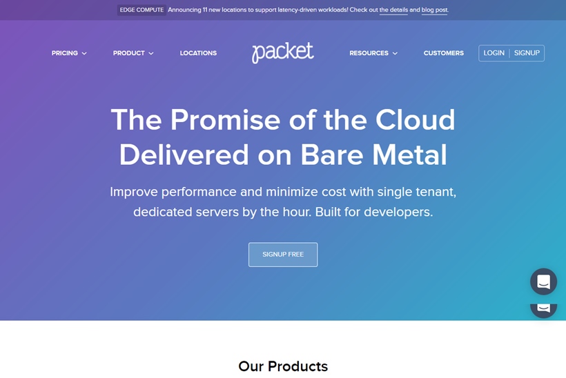 Bare Metal Cloud Company Packet Announces New Edge Compute Service