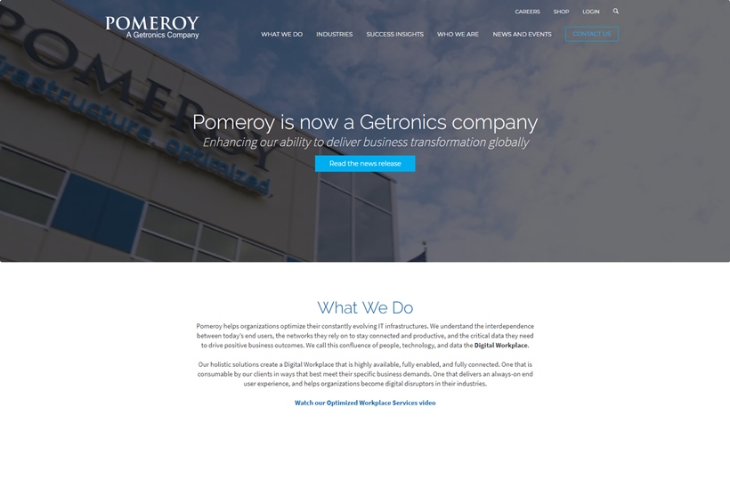IT Services Provider Getronics Group Acquires Infrastructure Solutions and Managed Services Provider Pomeroy