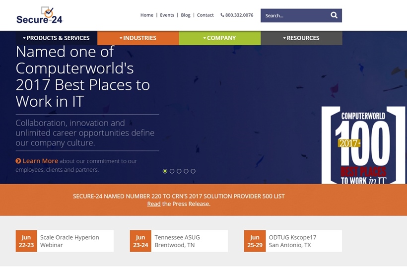 Mission Critical Application Hosting Provider Secure-24 Recognized as One of the 100 Best Places to Work in IT