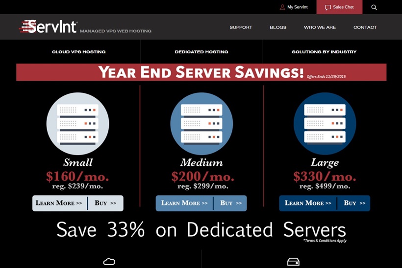 Cloud, VPS and Dedicated Hosting Provider ServInt Launches Seasonal Promotion