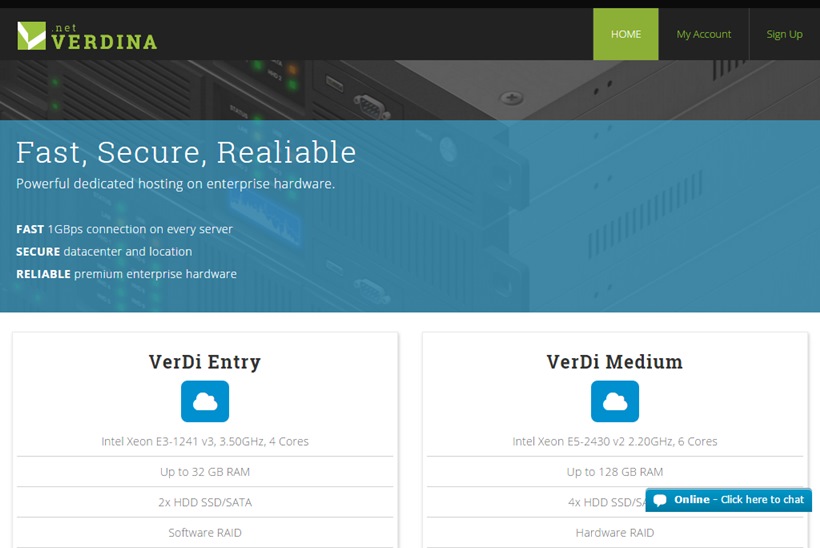 Web Host Verdina Announces Options for Retail Customers