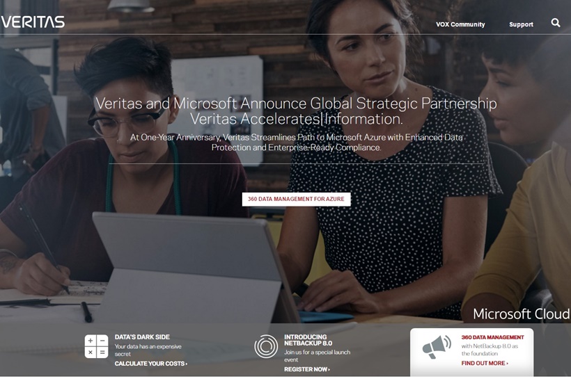 Information Management Solutions Provider Veritas and Cloud Giant Microsoft Partner on Cloud Data Management