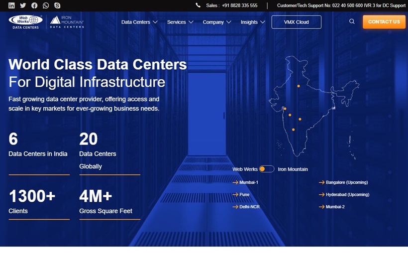 Web Werks - Iron Mountain JV launches its First Greenfield Data Center in Mumbai